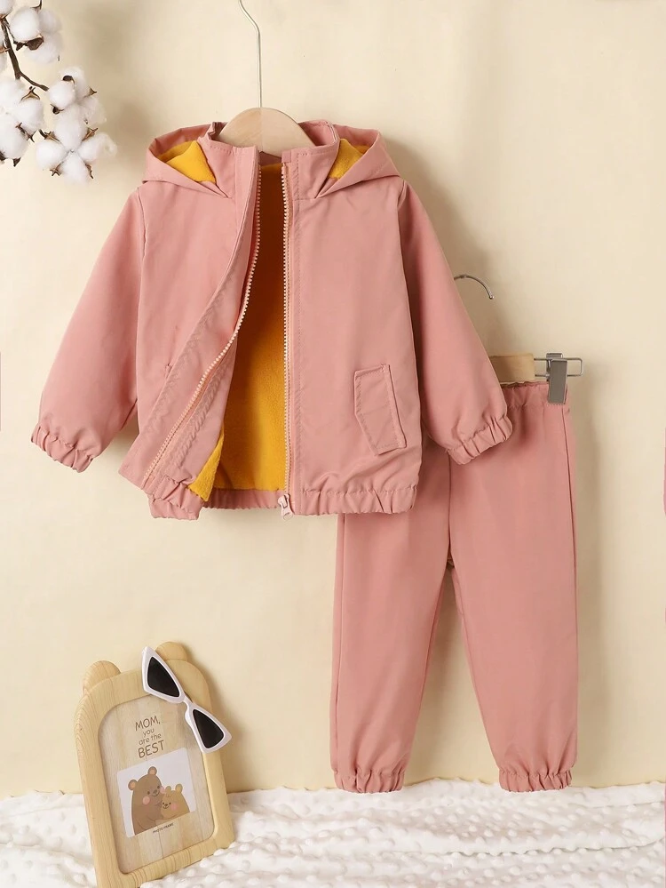 Baby Girl Zip Up Hooded Jacket & Pants