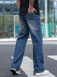Manfinity Hypemode Men Slant Pocket Straight Leg Jeans - Blue - View 2