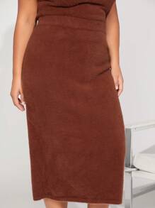 SHEIN BASICS Plus High Waist Knit Skirt