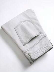 Hombres Jeans desgarro con bordado geométrico desgarro crudo costura de trapo - Gris - Ver 6