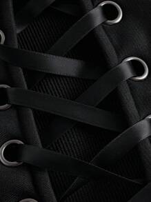 SHEIN EZwear Áo hoodie trễ vai có chi tiết ren họa tiết Halloween, áo dài tay cho mùa thu/đông - màu đen - Xem 5