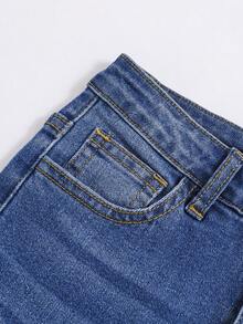 SHEIN Tween Boy Slant Pocket Jeans - Medium Wash - View 4