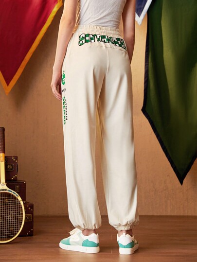 HARRY POTTER X SHEIN Gráfica Letra Cintura Com Cordão Calças Esportivas