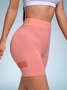 SHEIN Unity Contrast Panel Biker Shorts - Pink - View 4