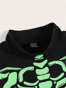 SHEIN ICON Top tank crop reflectante estampado de esqueleto - Negro - Ver 8