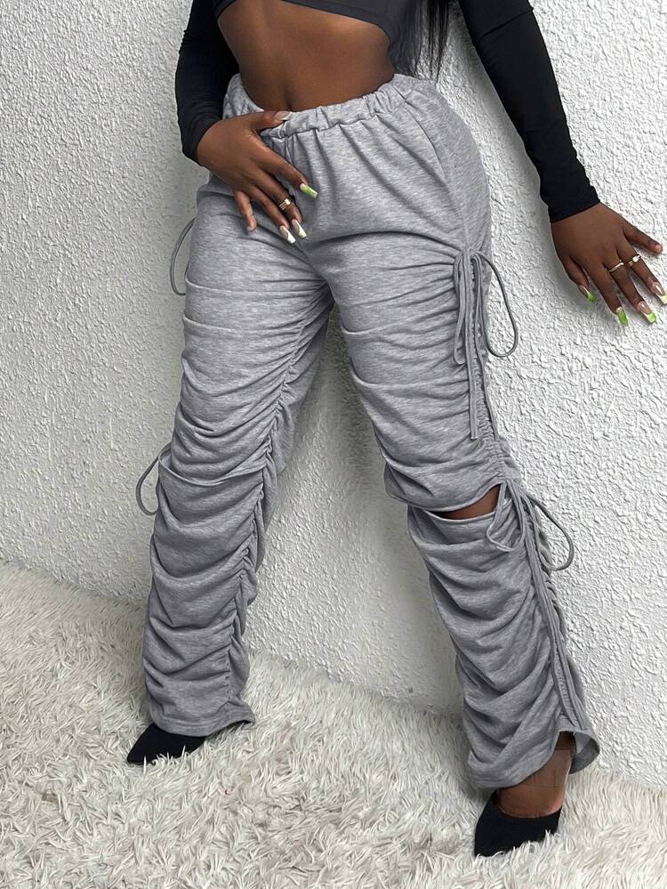 Drawstring Side Ruched Sweatpants