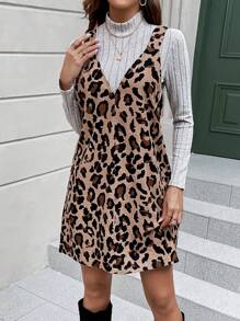 SHEIN LUNE In hoa Báo Đầm Tổng thể & Áo thun - Màu Khaki - Xem 1