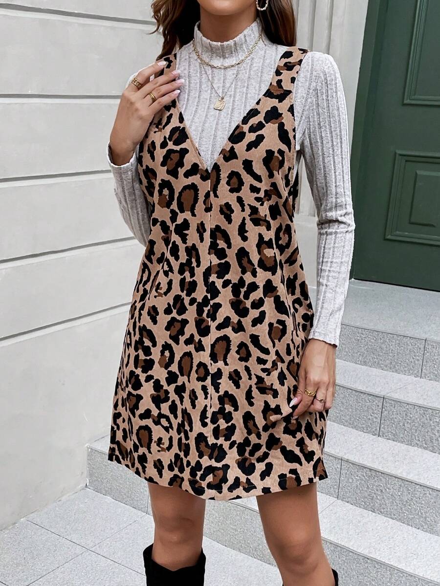 SHEIN LUNE In hoa Báo Đầm Tổng thể & Áo thun - Màu Khaki - Xem 1