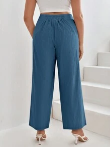 SHEIN Frenchy 大碼直筒褲 - 藍色 - 查看 2