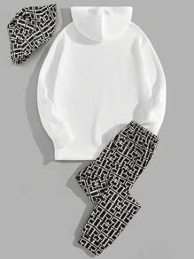 Manfinity VCAY 男士小熊印花連帽衫和褲子 - 彩色 - 查看 2