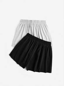 SHEIN Essnce 2pcs Drawstring Waist Track Shorts - Multicolor - View 2