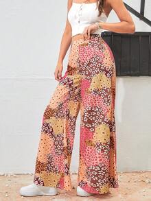 Soleia Patchwork Print Wide Leg Pants - Multicolor - View 5