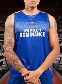 Manfinity Sport Corelite Camiseta de tirantes deportiva con gráfico de letras para hombres, parte superior de gimnasio para hombres - Multicolor - Ver 5