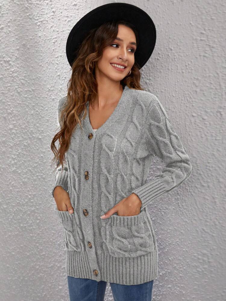 Cable Knit Button Front Cardigan In Fall/Winter