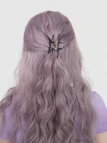 ROMWE Goth 1入組女性星星設計髮夾,街頭風格 - 黑色 - 查看 3