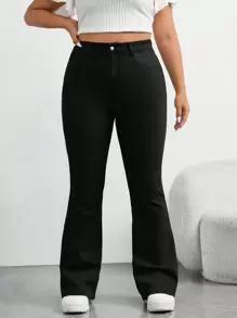 SHEIN ICON Plus Slant Pocket Flare Leg Jeans