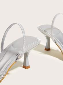 Women's Fashionable Faux Pearl & Rhinestone Decorated High Heel Shoes For Spring/summer, Designed For Outdoor