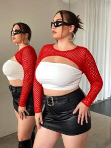 SHEIN ICON Plus Top Très Court En Résille (Sans Top Bandeau)
