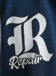 Tween Boy 1pc Letter Graphic Two Tone Varsity Jacket - Multicolor - View 4