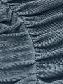 SHEIN MOD 後綁帶木耳邊前收褶喇叭袖短款T恤 - 霧霾藍 - 查看 3