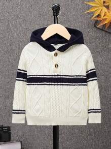 SHEIN Young Boy Striped Pattern Cable Knit Jumper - Multicolor - View 1