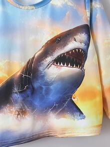Young Boy Shark Print Tee - Multicolor - View 4