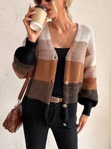 SHEIN LUNE Khối màu Thả vai Áo len Mở - Nhiều màu - Xem 1