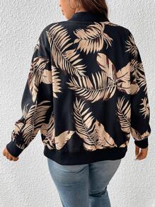 SHEIN Frenchy Bomberjack met lage schouder en tropische print