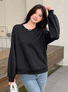 DAZY Tie Back Drop Shoulder Sweatshirt - Black - View 2