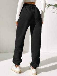 SHEIN Tall Quần bó sát lưng thun chắc chắn - màu đen - Xem 2