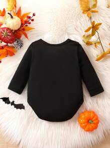 男嬰萬聖節骷髅圖案前蝴蝶結連體衣 - 彩色 - 查看 2