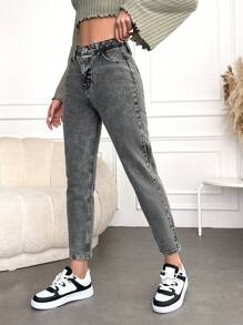 RueChic Jeansy typu mom fit z wysokim stanem i swobodnym krojem