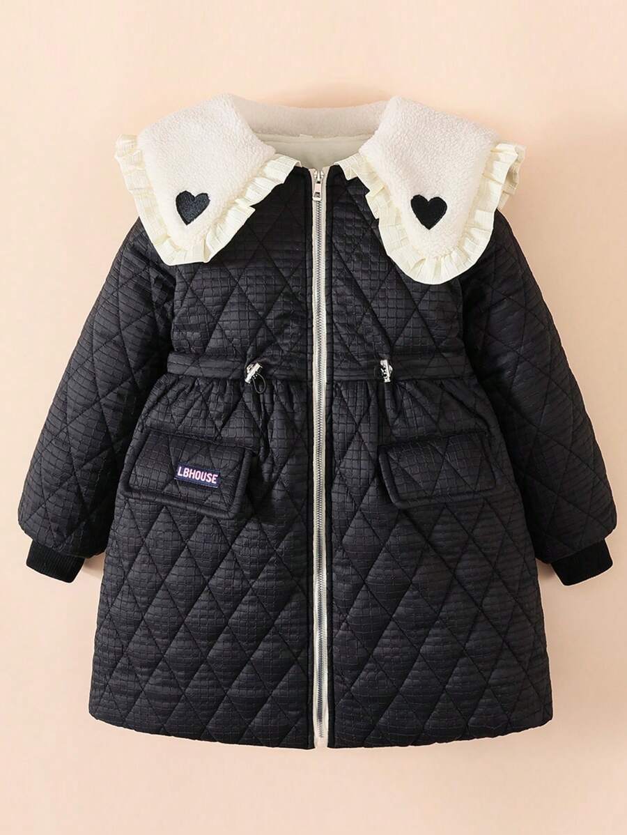 幾何女童（大）棉服 - 黑色 - 查看 1