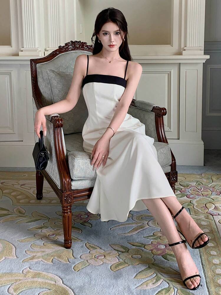 Contrast Trim Cami Homecoming Dress Prom Dress Sundress,Formal Women Dresses Elegant Women Dresses Maxi Dress Cocktail Dress