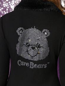SHEIN X Care Bears 鑽石字母和卡通圖案貼身連衣裙 - 黑色 - 查看 6