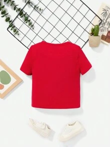 男嬰聖誕圖案T恤 - 紅色 - 查看 4