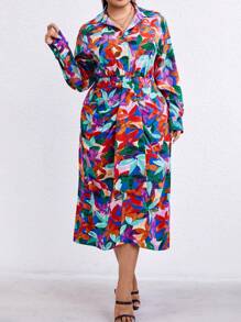 Maweii Talla grande Vestido camisero con estampado - Rojo y blanco - Ver 6