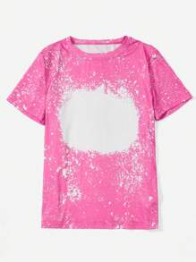 SHEIN LUNE 潑墨圖案T恤 - 粉色 - 查看 3