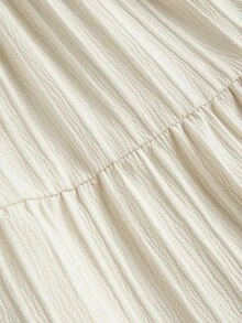 Calvaya 可愛鈕扣 荷葉邊 挖空純色加大襯衫 - 杏色 - 查看 4