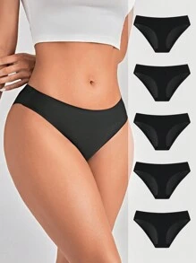 5 条装无缝内裤套装 黑色内衣黑色内裤 - 黑色 - 查看 7