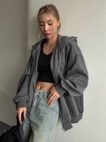 DAZY Bluza z kapturem i ściągaczem, z długimi rękawami i suwakiem