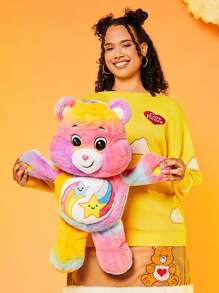 SHEIN X Care Bears Áo len trễ vai họa tiết gấu Plus - Màu vàng - Xem 5