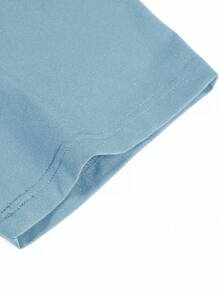 Manfinity Loose Fit Men's Letter Print Vintage T-Shirt - Baby Blue - View 3