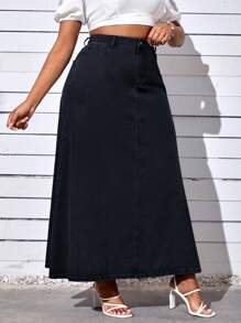 SHEIN SXY Plus Solid Denim Skirt