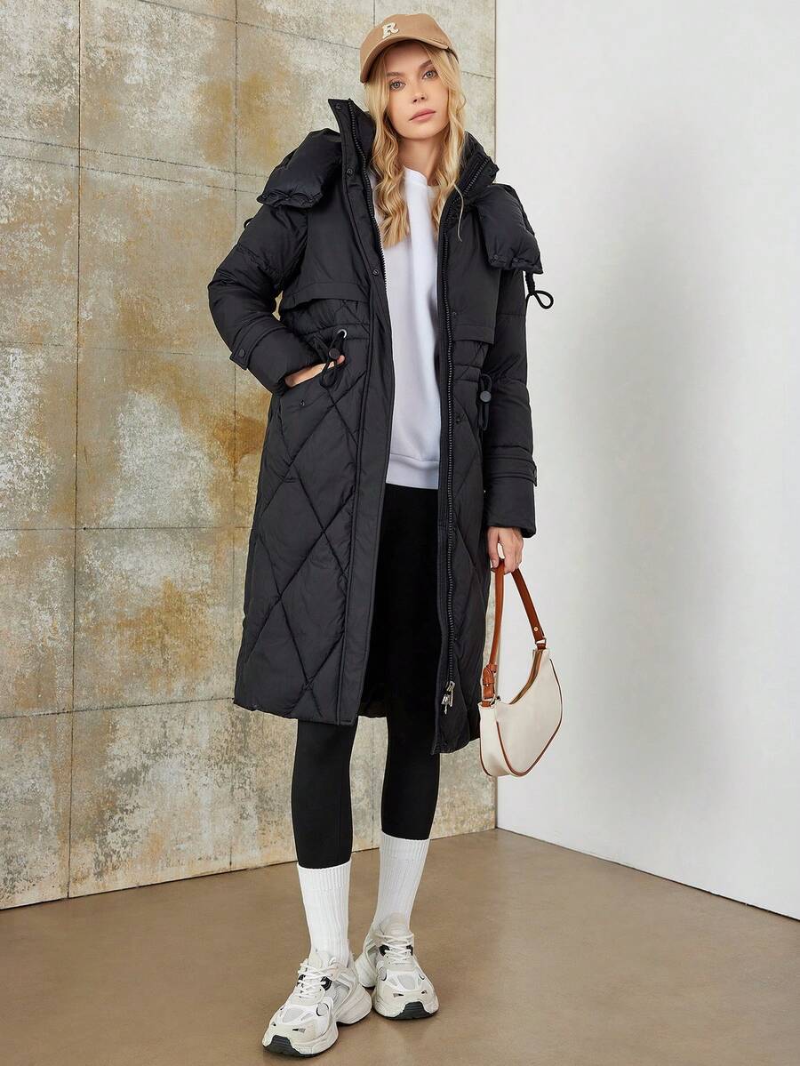 女士棉服外套 - 黑色 - 查看 1