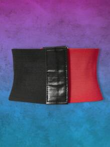 Harley Quinn | ROMWE Mujer 1 pieza Cinturón corsé de color combinado con diseño de diamante de imitación con cordón - Negro - Ver 5