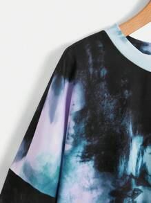 SHEIN EZwear Plus Tie Dye Drop Shoulder Sweatshirt - Multicolor - View 4