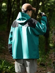 Manfinity Sport Corelite Áo khoác thể thao trùm đầu có dây rút vai thả màu phong cách bạn trai dành cho nam - Màu xanh Bạc hà - Xem 2