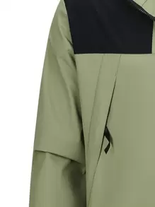 Manfinity Homme Men's Loose Fit Two Tone Drawstring Hooded Jacket - Army Green - View 3