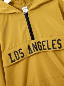 SHEIN Tween Boy Letter Graphic Half Zip Hooded Jacket,In Fall/Winter - Yellow - View 6